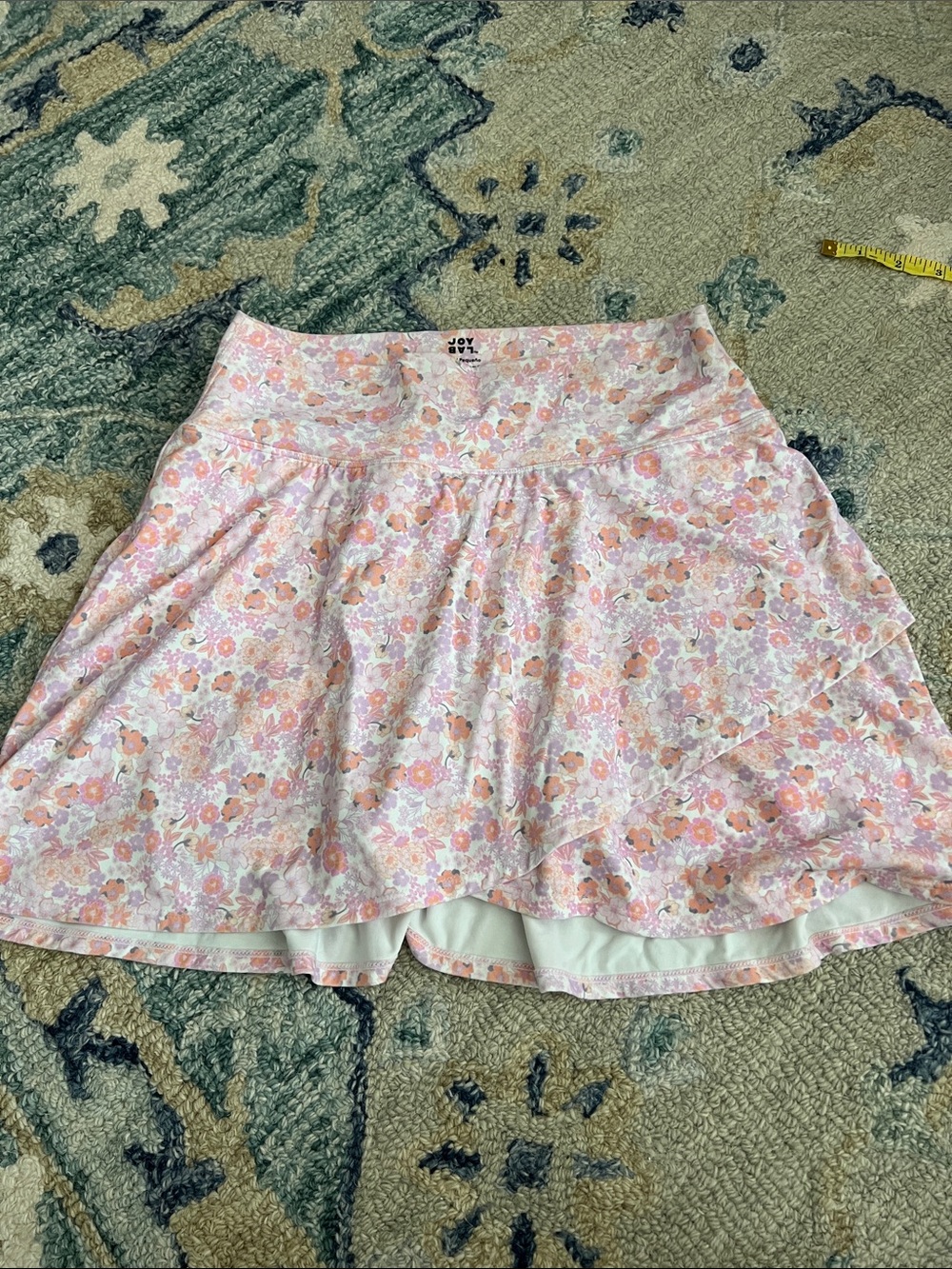 JoyLab Pink Peach Floral Flared Skirt